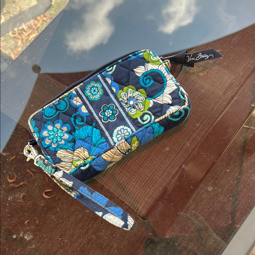 Vera Bradley Blue and Green Quilted Wristlet